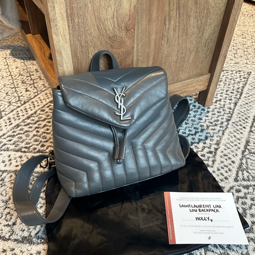 YSL backpack authentic Lou Lou in grey leather sold out everywhere hard to find
